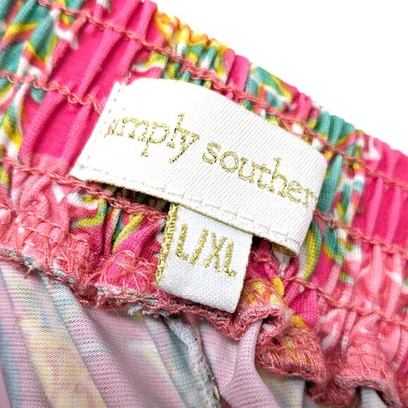 Simply Southern Pink Pineapple Shorts L/XL Fringe Tassel Pull On Tropical - Picture 7 of 16